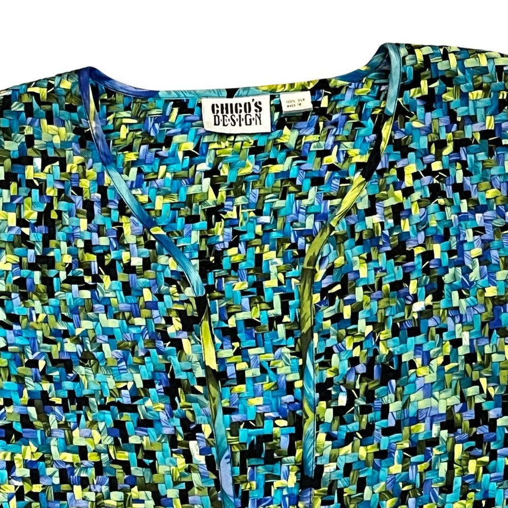 Chicos Silk Jacket Large Basketweave Vintage 90s … - image 1